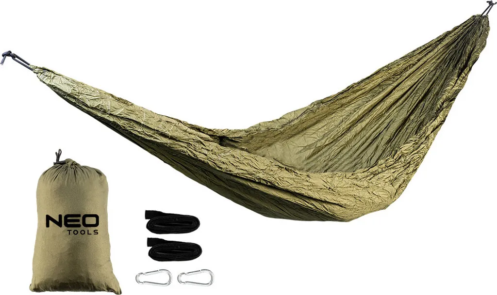Hamac de Voyage Ultra Léger NEO TOOLS en Toile de Parachute 330x140cm