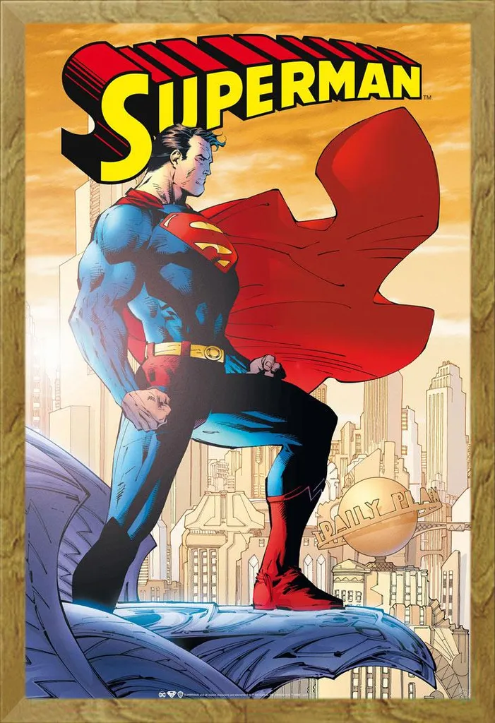 Affiche Superman Encadrée Chêne pour Bureau et Salon - Style Shinsuke