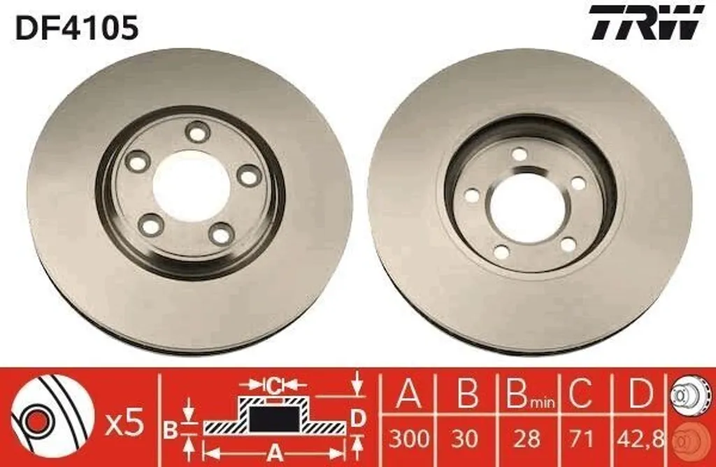 Disque de Frein Haute Performance TRW DF4105 avec Traitement Fonte