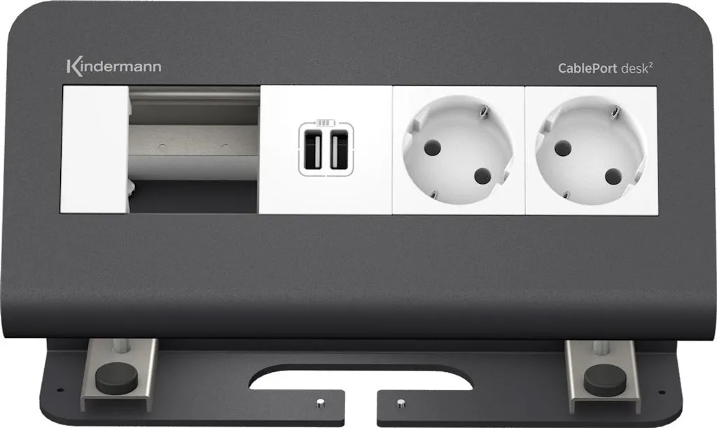Bloc multiprise encastrable de bureau avec USB Kindermann CablePort 2x