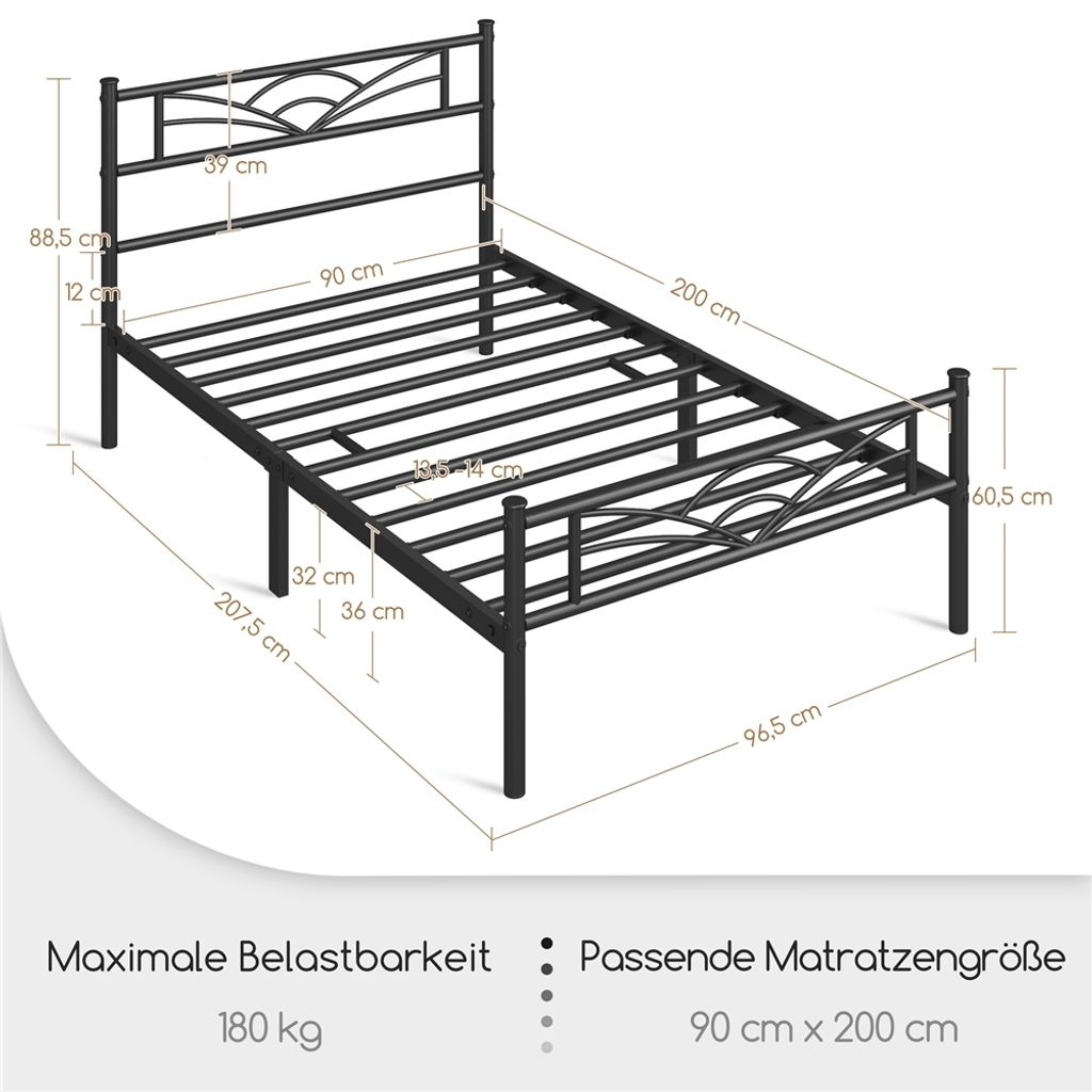 Yaheetech Metallbett Bettgestell Bettrahmen, Wolkenmuster Produktbild 3