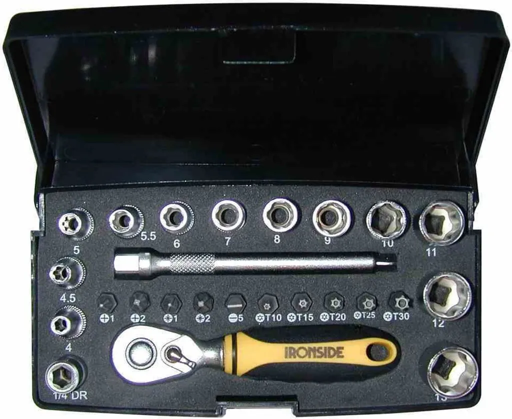 Ironside 244-002 Set Chiavi a Bussola 25 Pezzi 1/4" Acciaio S2