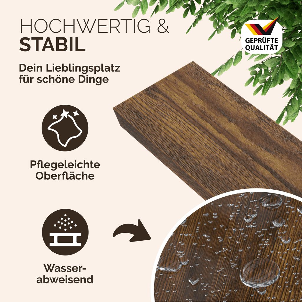 Mensola A Parete Casaria In Legno MDF, Misura 70 Cm, Colore Grigio, Supporto Invisibile, Carico Max 15 Kg. Perfetta Per Bagno, Cucina O Soggiorno.