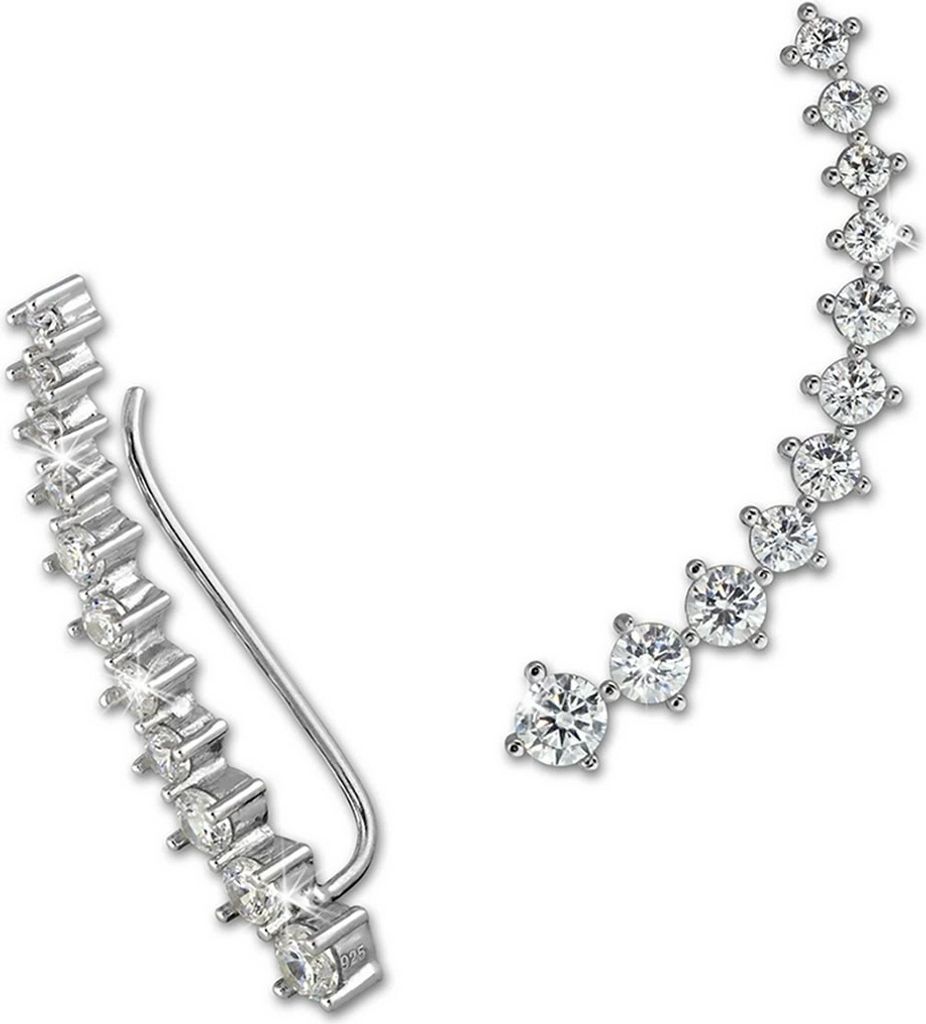 SilberDream Ohrringe Ear Cuff 11 Zirkonias weiß Ohrklemmen 925 Silber D2GSO415W