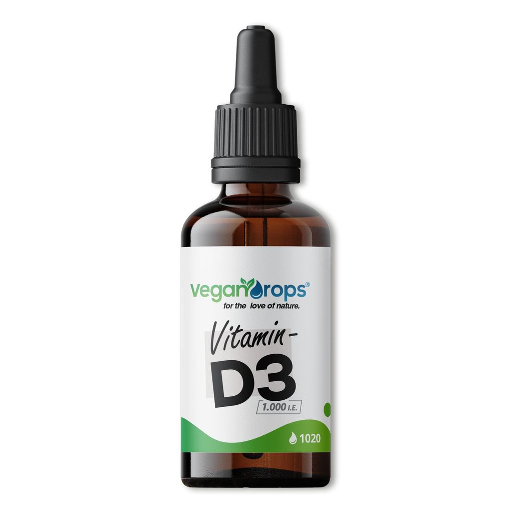 Vitamin D3 Tropfen - 25mcg Vitamin D (1000 i.E.) pro Tropfen - 1020 Tropfen, 30ml pro Flasche - vegan, ohne Alkohol & in Deutschland produziert
