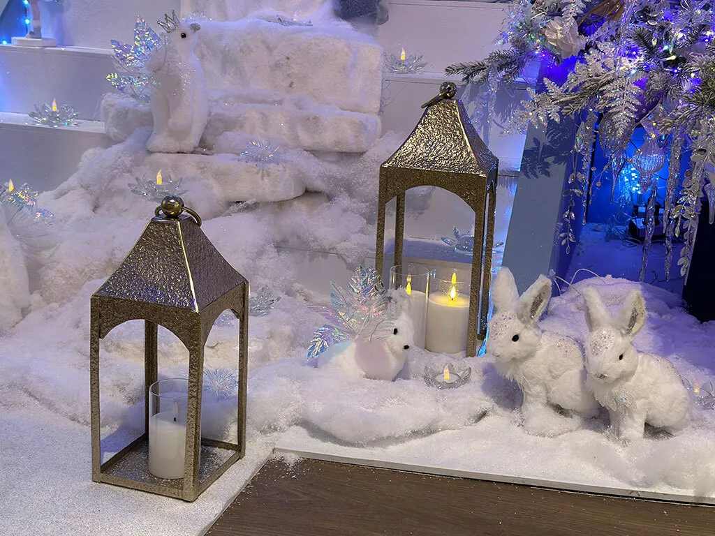 Décoration de Noël Lapin Blanc 29cm - Figurine de Table Peluche Douce - 3