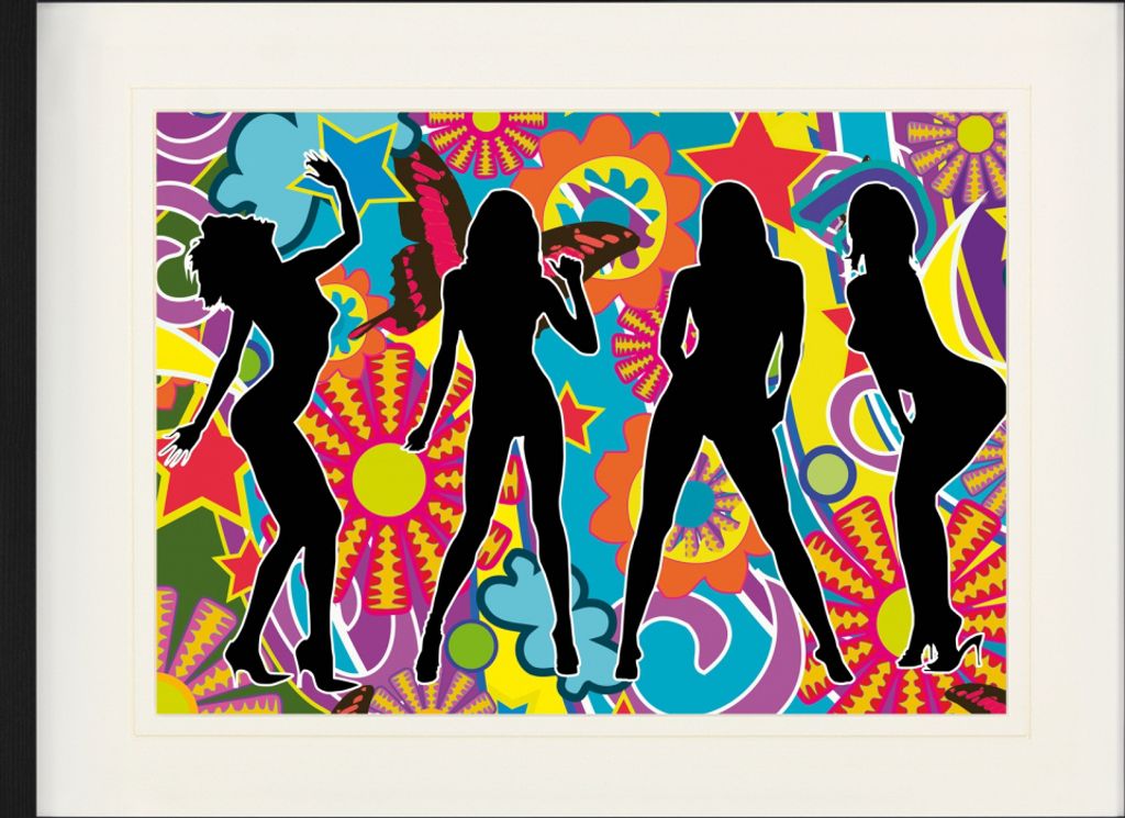 Schöne Frauen Gerahmtes Bild Mit Edlem Passepartout | Wand-Bilder | Im Bilderrahmen - Silhouetten, Psychedelic Dance (60 x 80 cm)