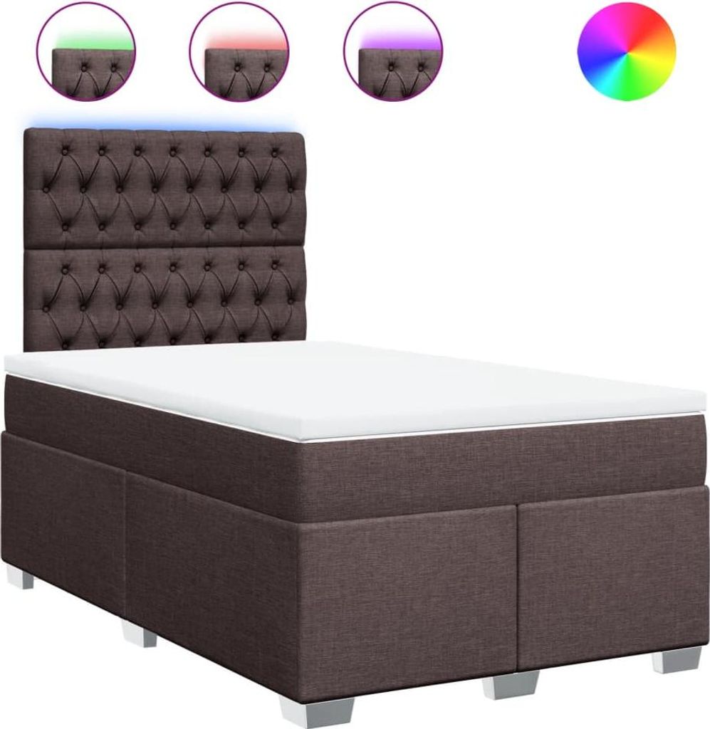vidaXL Boxspringbett mit Matratze Dunkelbraun 120x200 cm Stoff