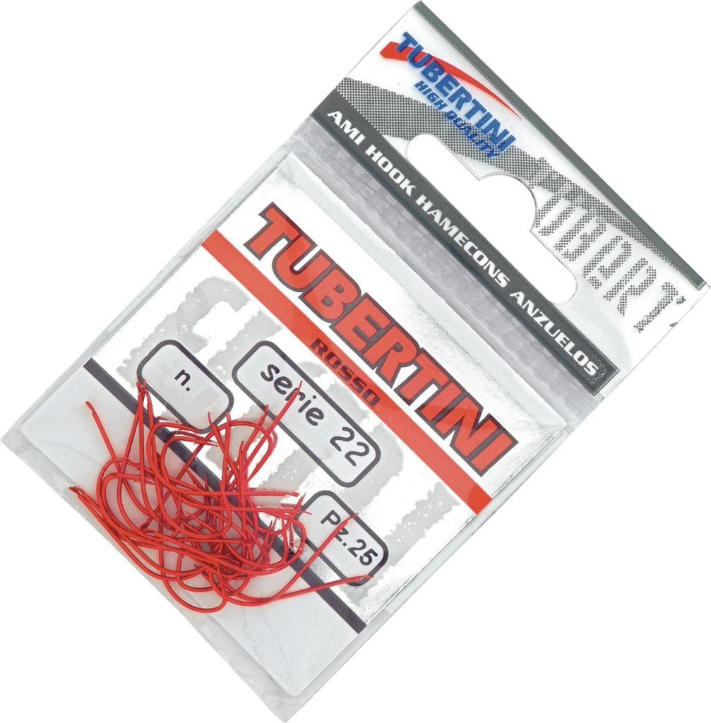 Tubertini Haken Serie 22 rot - 25 Forellenhaken, Größe:7