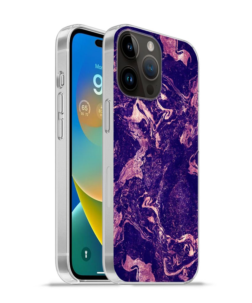 MuchoWow Handyhülle Schutzhülle Hülle für Apple iPhone 14 Pro - Softcase Marmor - Naturstein - Mineralien Silikon Softcase Handy Hülle - Ums...