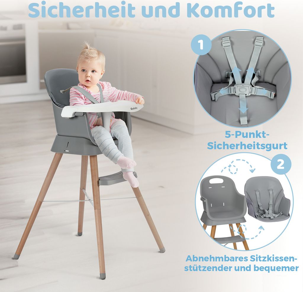 Ezebaby Hochstuhl Baby Sitzerhöhung Kinderstuhl 6-in-1 Produktbild 3