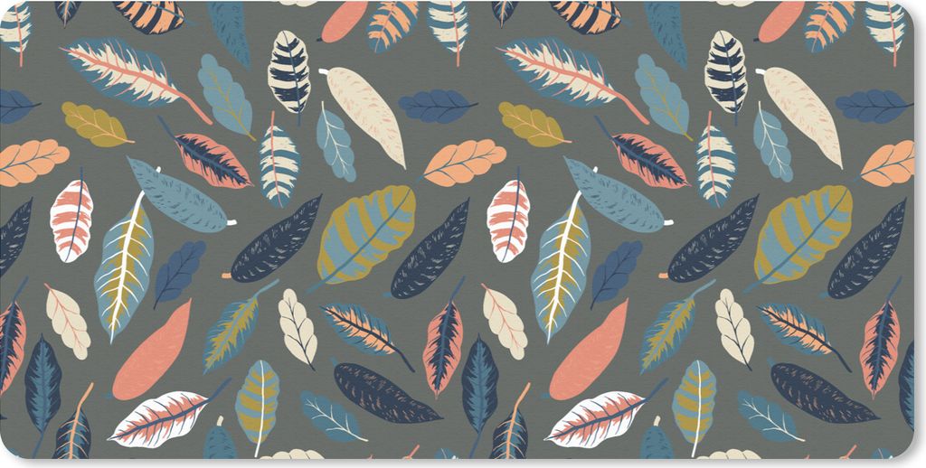 MuchoWow Schreibtischunterlage Muster - Blätter - Pastell 80x40 cm - XXL Mauspad - Gaming Mauspad