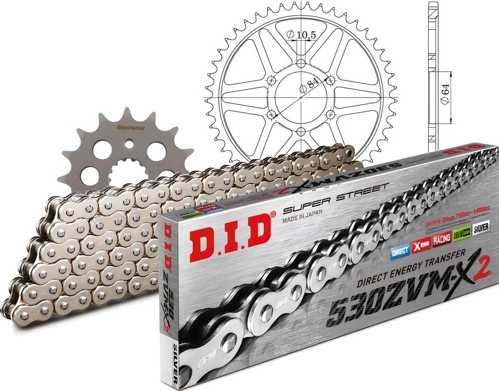 Kettensatz DID Stahl 530ZVM-X / 108 Nietschloss