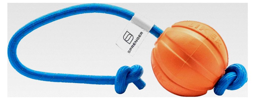 Spielball am Seil - Ball, Wasserspaß, Apportierspielzeug für Hunde, orange - Ø 5 cm