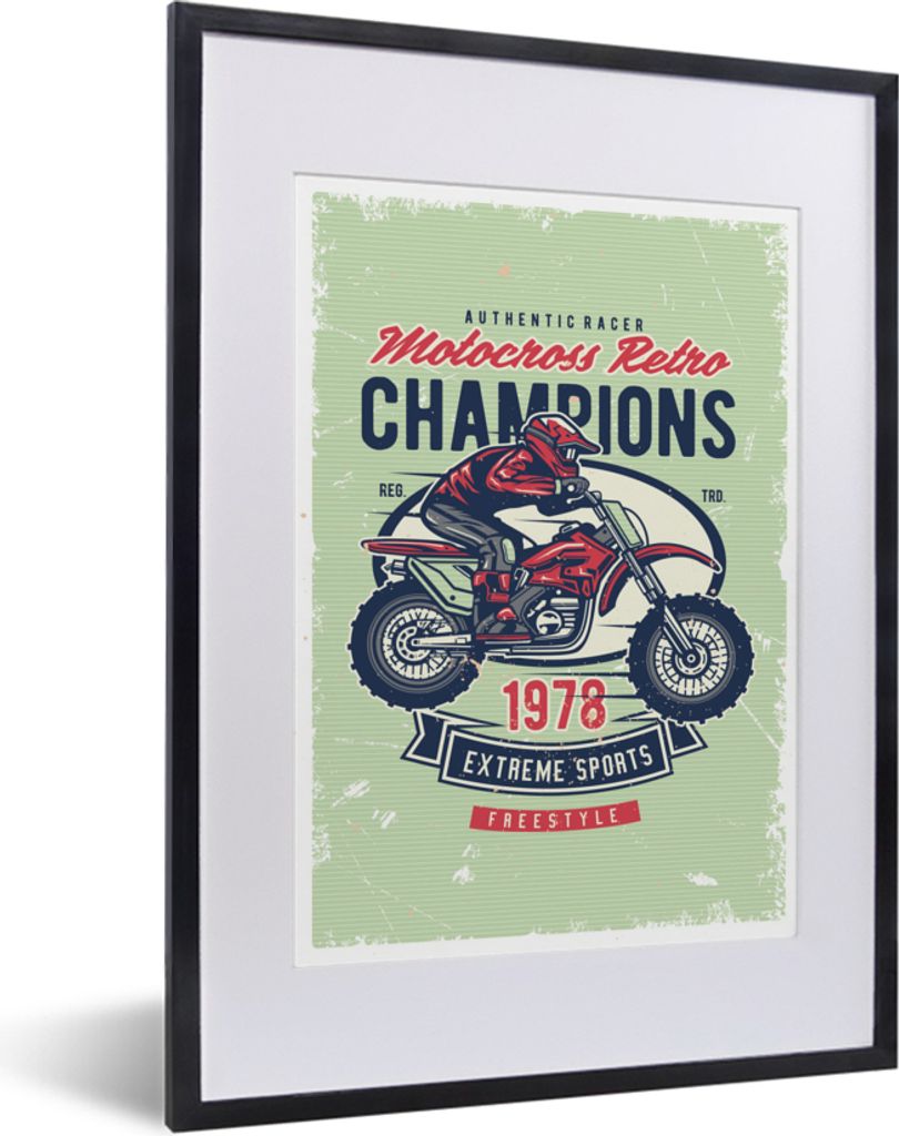 MuchoWow MuchoWow Gerahmtes Poster Mancave - Motor - Männer - Retro 30x40 cm - Poster mit zchwarzem Bilderrahmen - Wandposter Schlafzimmer