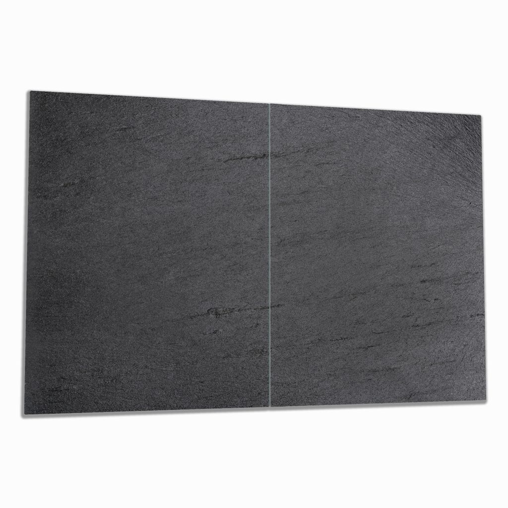 Wallario Herdabdeckplatte aus Glas, Größe 80 x 52 cm 2-teilig, Motiv Schwarze Schiefertafel Optik - Steintafel