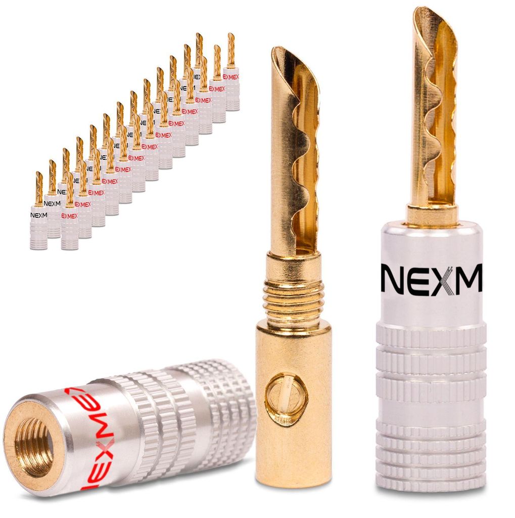 Hohl Bananenstecker 4mm vergoldet 28x Stecker NEXMEX für HiFi Lautsprecherkabel