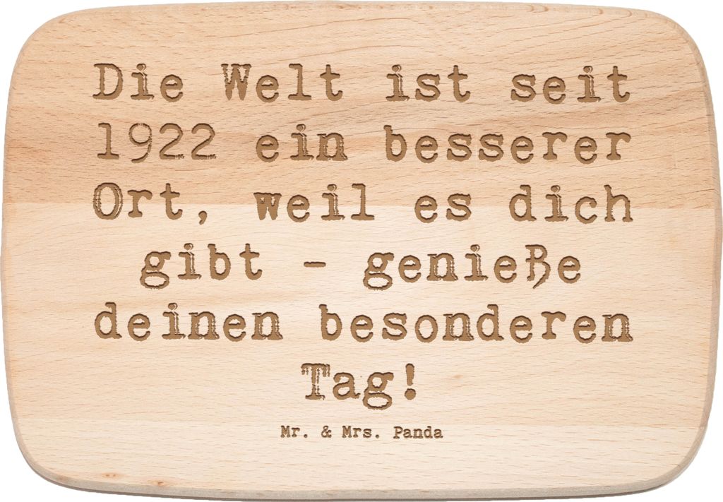 Mr. & Mrs. Panda Schneidebrett Spruch 1922 Geburtstag - Transparent - Geschenk, Frühstücksbrettchen, brotzeitbrettchen, weil es dich gibt genieß...