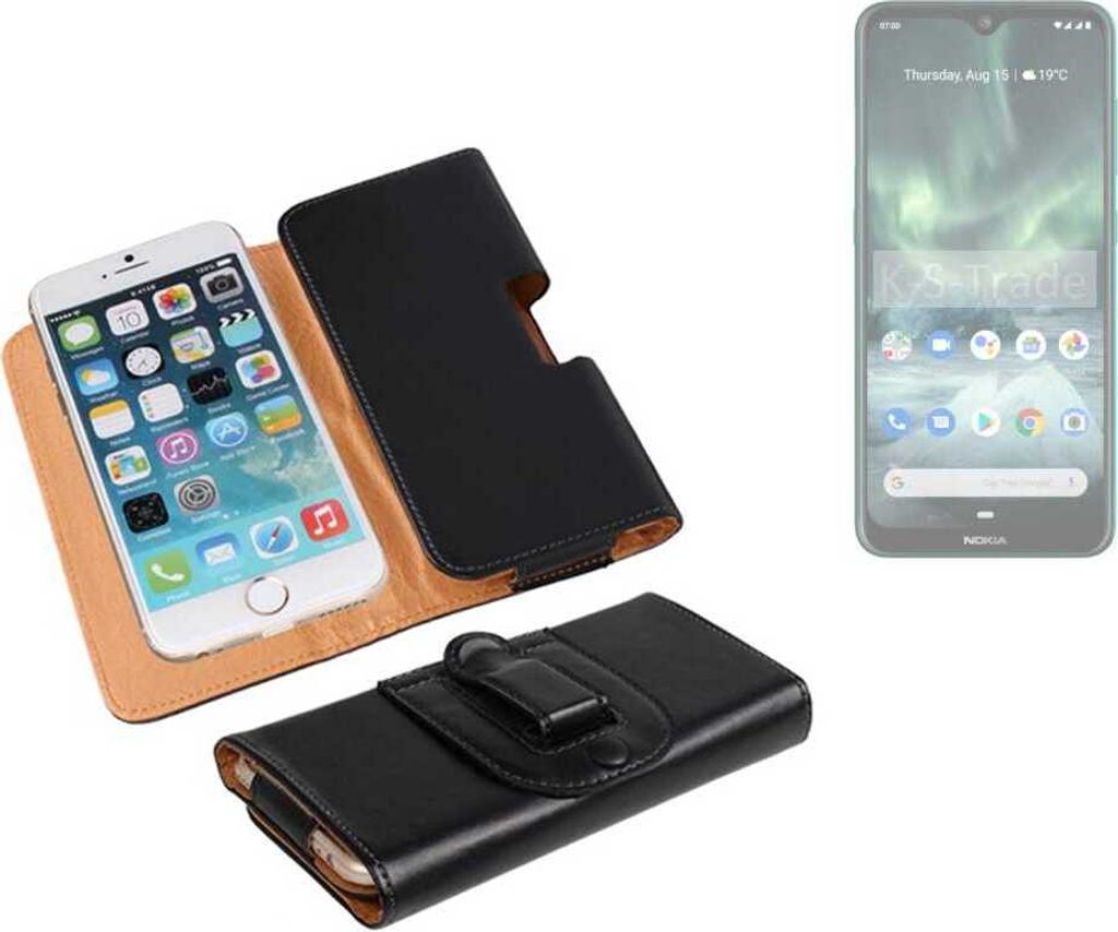 K-S-Trade Schützhülle Handyhülle kompatibel mit Nokia 7.2 Holster Gürtel Tasche Schutzhülle Handy-Tasche Smartphone Case Seitentasche schwarz 1x