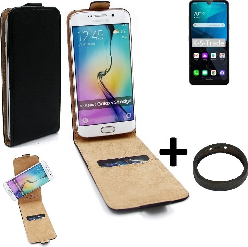 K-S-Trade TOP SET Handyhülle kompatibel mit LG Electronics Harmony 4 360° Flipstyle Schutzhülle Smartphone Tasche schwarz + TPU Bumper, Case Hülle