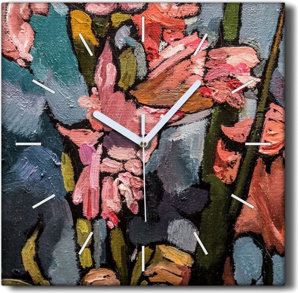 Coloray Hodiny Unikátní 30x30 cm Tiché hodiny Pro obývací pokoj a kuchyň Nástěnné hodiny Plátno Černé ručičky hodin - Květiny