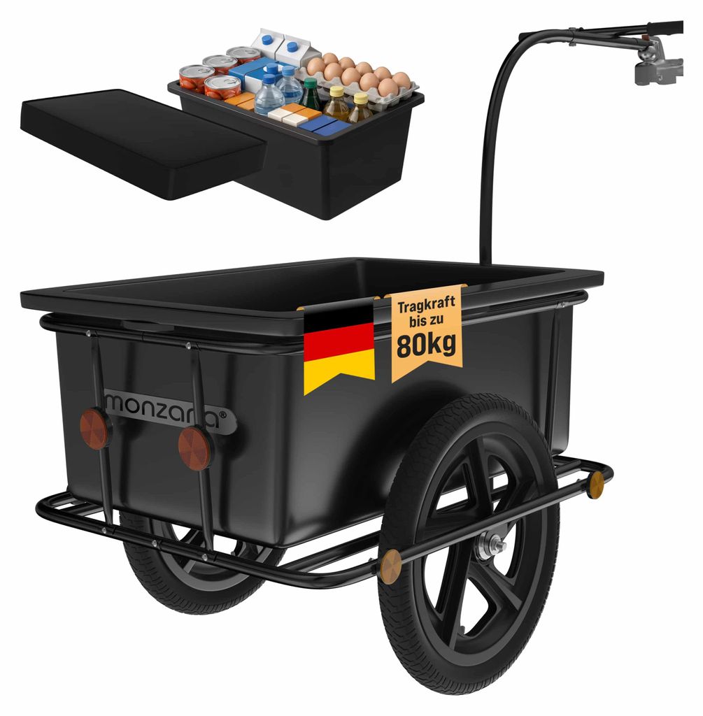 MONZANA® Fahrradanhänger mit 90L Kunststoffwanne inklusive Produktbild 