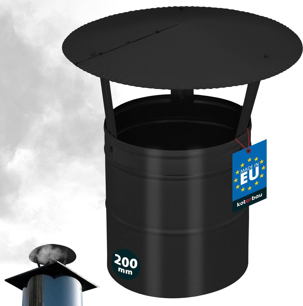 KOTARBAU Schornsteinabdeckung ø 100 mm Kaminhaube Schornstein Regenhaube Kaminabdeckung verzinkter und pulverbeschichteter Stahl Schwarz