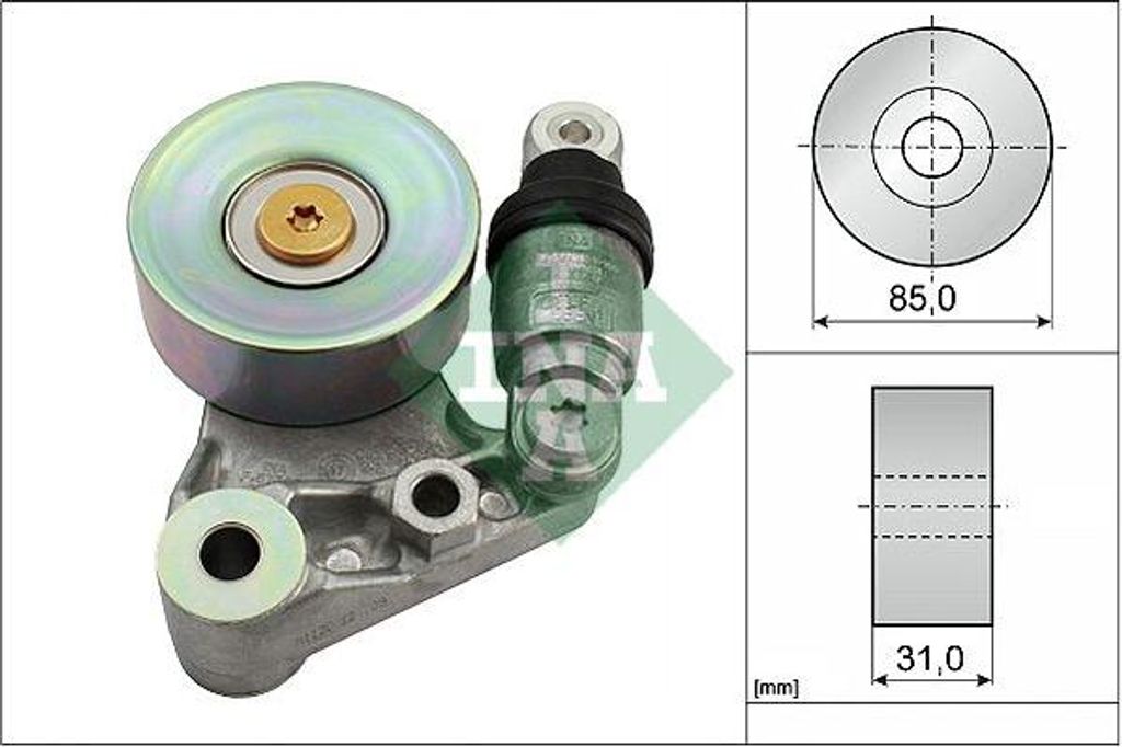 INA 534 0021 10 Riemenspanner, Keilrippenriemen OE 117502W200 kompatibel mit Patrol, Terrano
