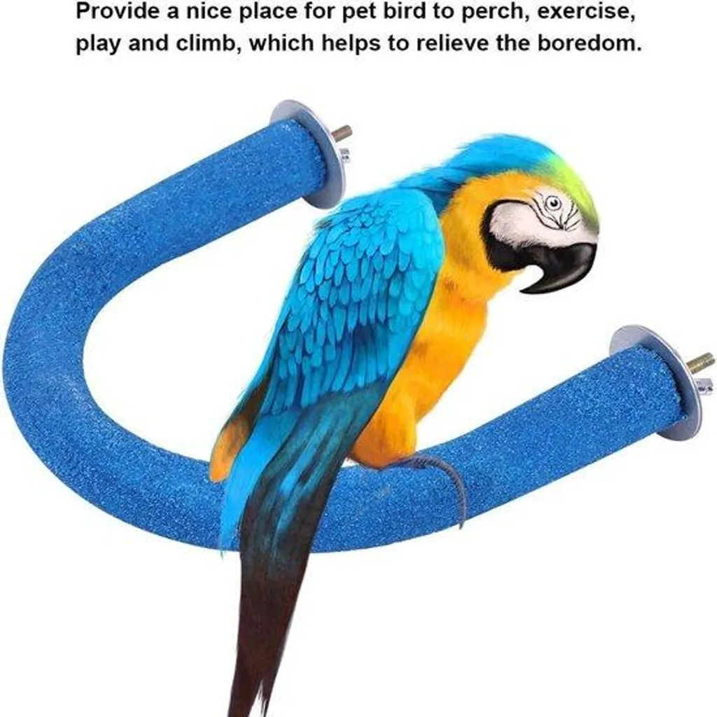 Perchoir pour perroquets bleu anti-stress - Évite l'usure des griffes