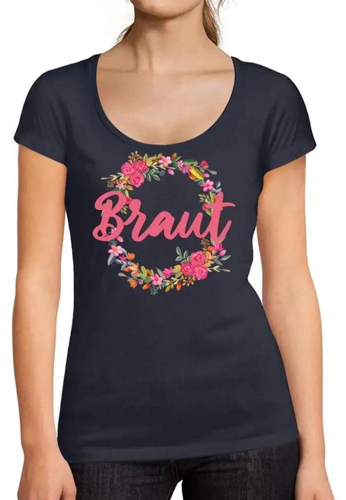 Damen Grafik T-Shirt Bridal flower crown – Braut Blumenkranz – Öko-Verantwortlich Vintage Jahrgang Kurzarm Lustige Druck Geburtstag Geschenk Frau