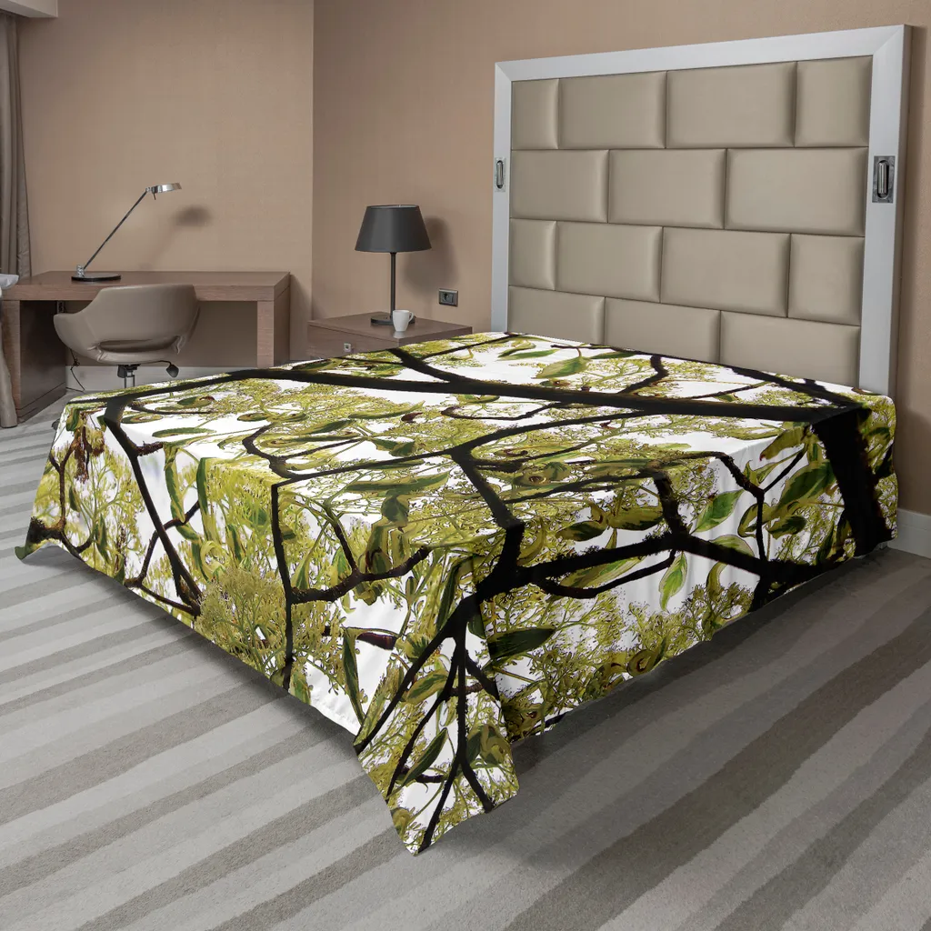 ABAKUHAUS Drap de Lit Nature Photo Macro Vert Avocat et Brun 266x260 cm