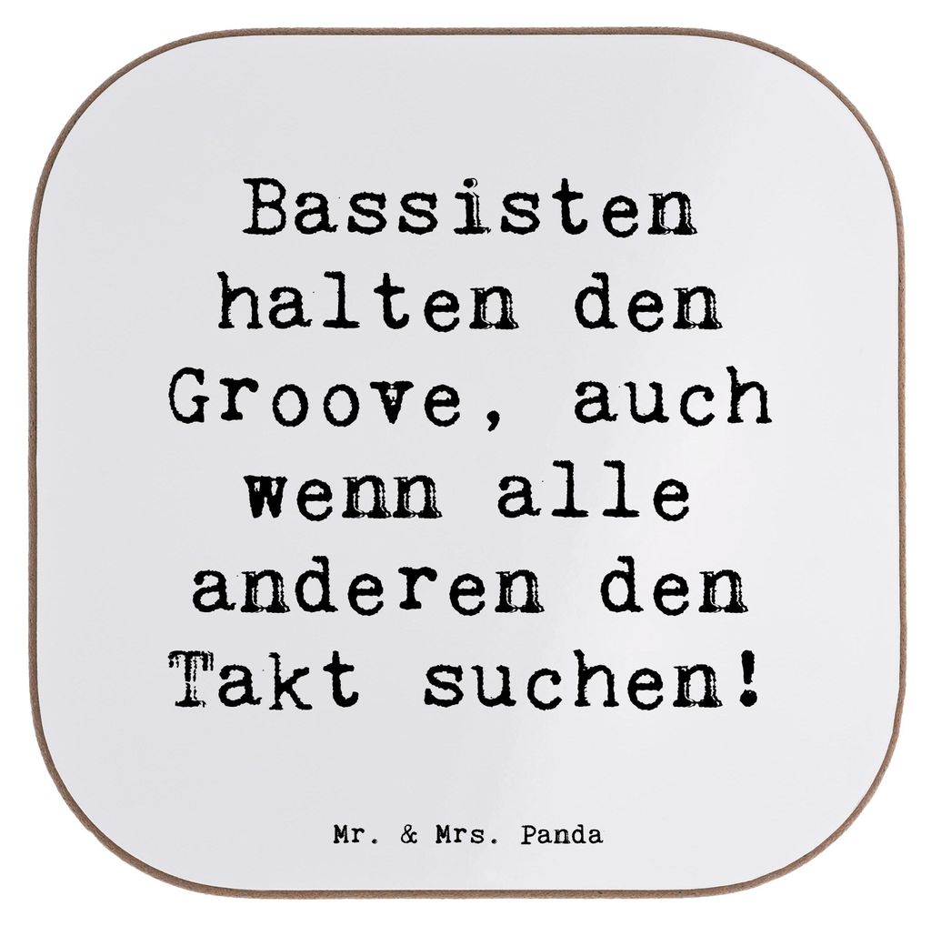 Mr. & Mrs. Panda Tischschoner Spruch Bassgitarre Groove - Weiß - Geschenk, Musik, Bassist, gläseruntersetzer, Coaster, Instrument, bieruntersetze...