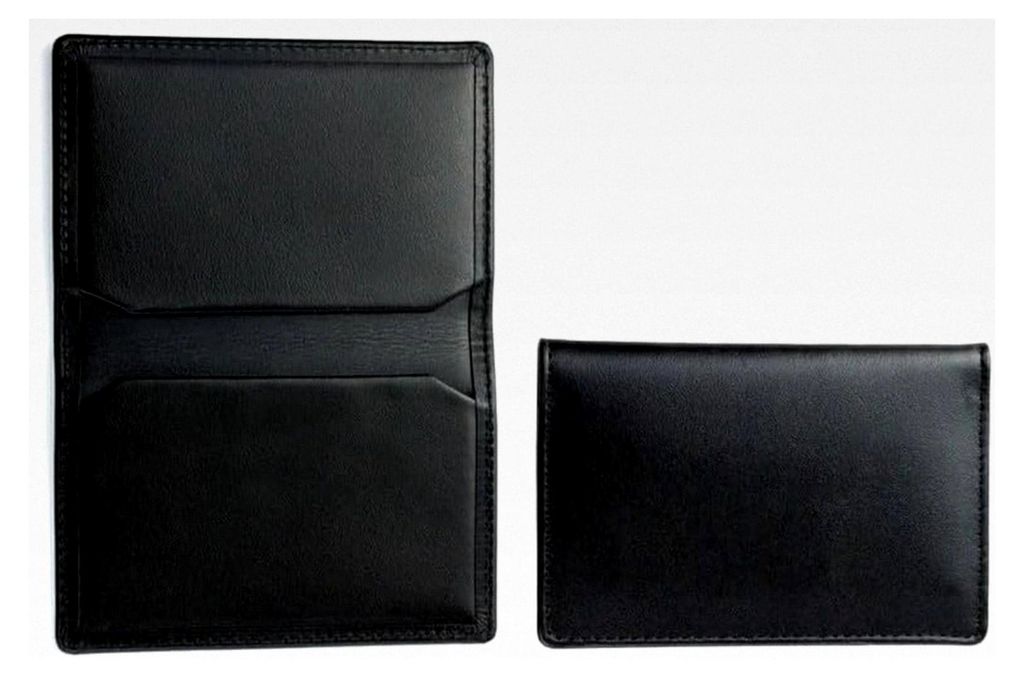 DELMON VARONE - Personalisierbares Visitenkartenetui aus hochwertigem Boxcalf Leder in Schwarz, Elegantes Echtleder Etui mit 2 flachen Steckfächer...