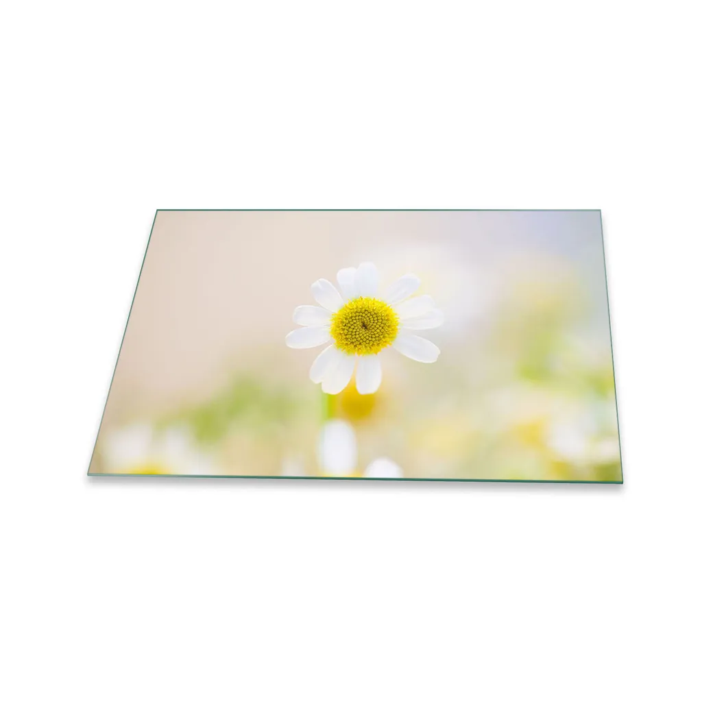 Copri Piano Cottura 1 Pezzo 80x52 Fiori Bianco Vetro Antiurto