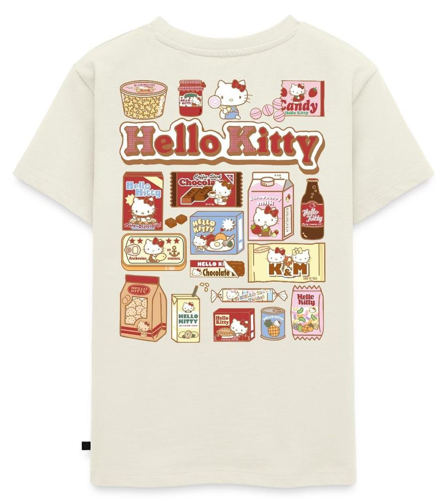 Spreadshirt Hello Kitty Snack Collage Kinder Premium T-Shirt, 98/104 (2 Jahre), Naturweiß