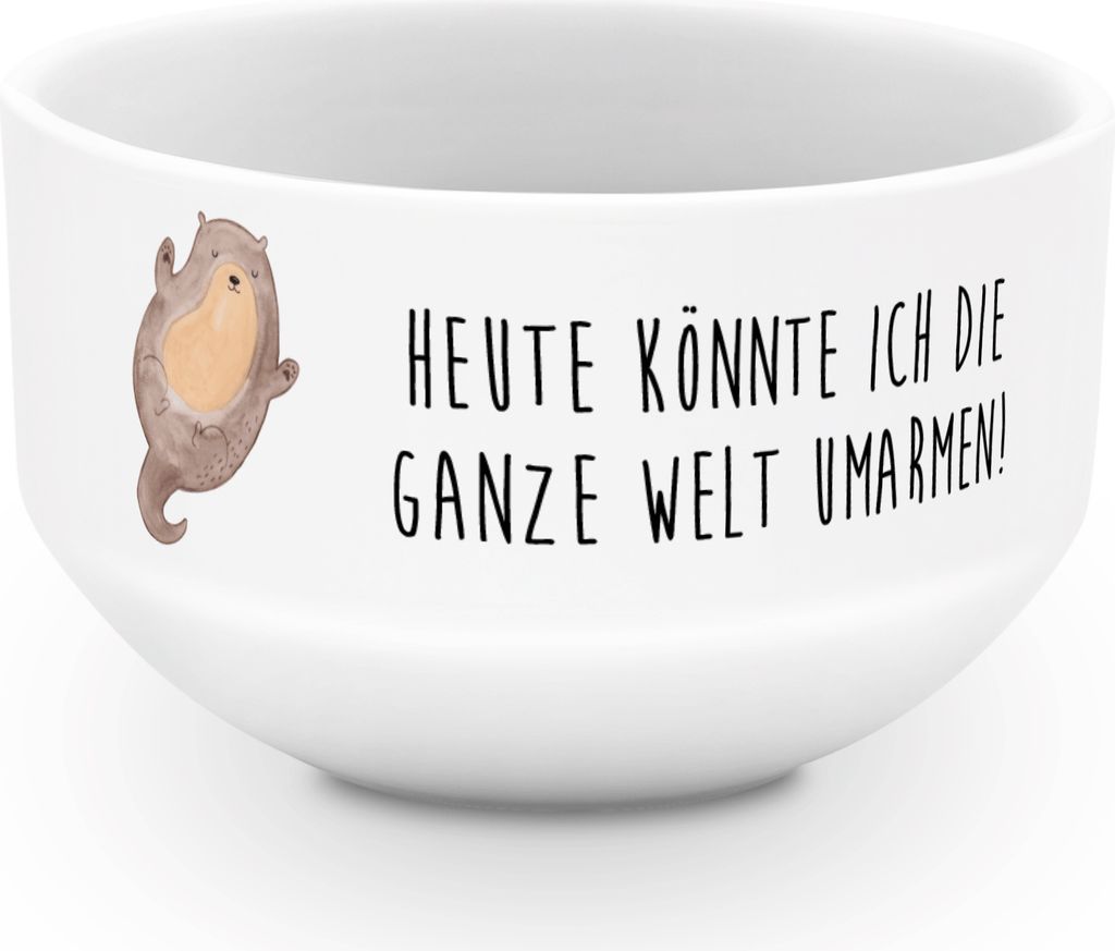 Mr. & Mrs. Panda Schüssel Otter Umarmen - Weiß - Geschenk, Hallo, Schüsselchen, bunte Müslischale, Optimistisch, Seeotter See, gut Gelaunt, sch...