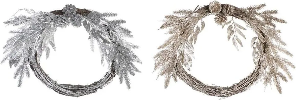 Couronne de Noël DKD Home Decor en Métal et Polyester - Set de 2 Pièces
