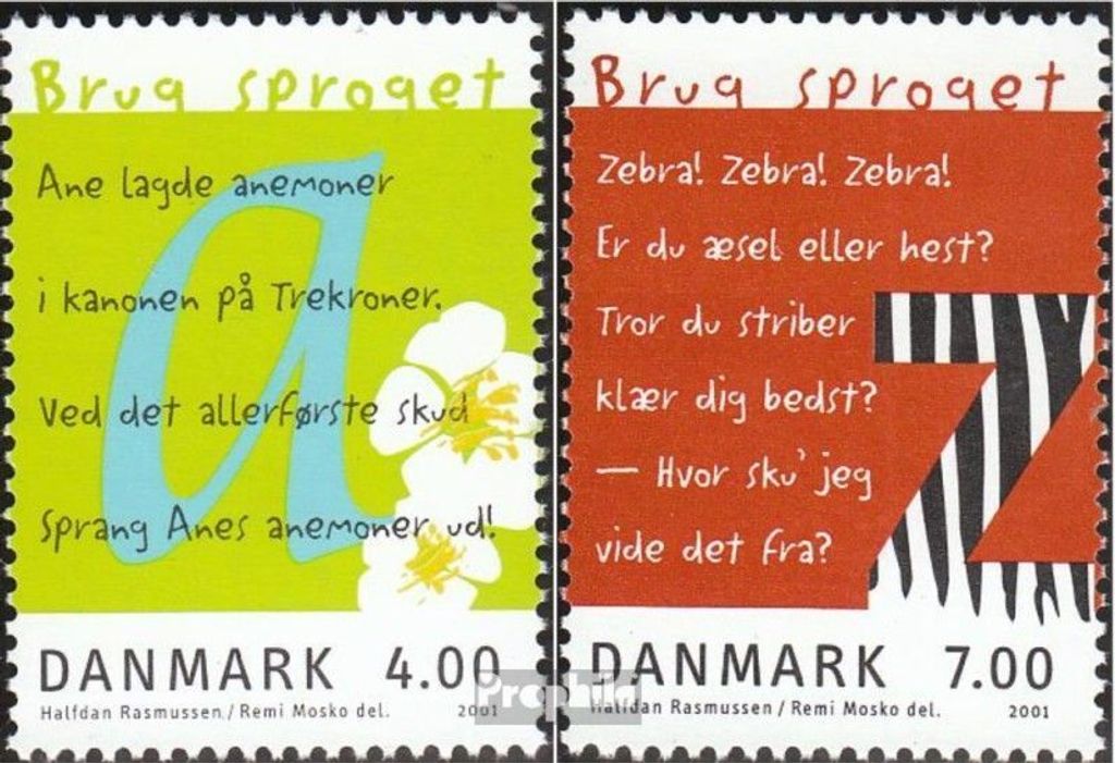 Briefmarken Dänemark 2001 Mi 1271-1272 (kompl.Ausg.) postfrisch Jahr der Sprachen