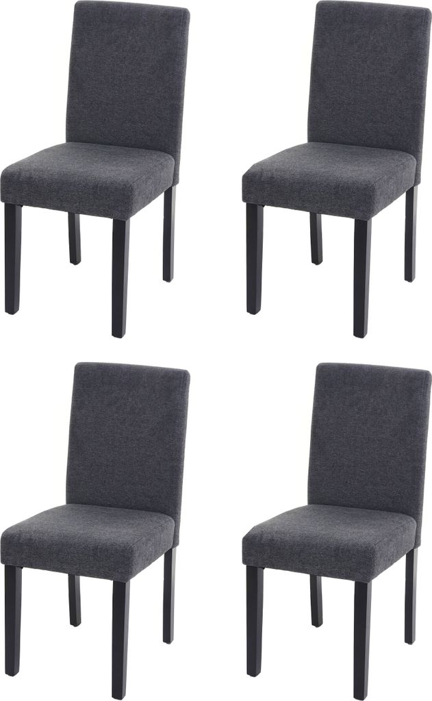 4er-Set Esszimmerstuhl Stuhl Küchenstuhl Littau Textil, anthrazitgrau, dunkle Beine