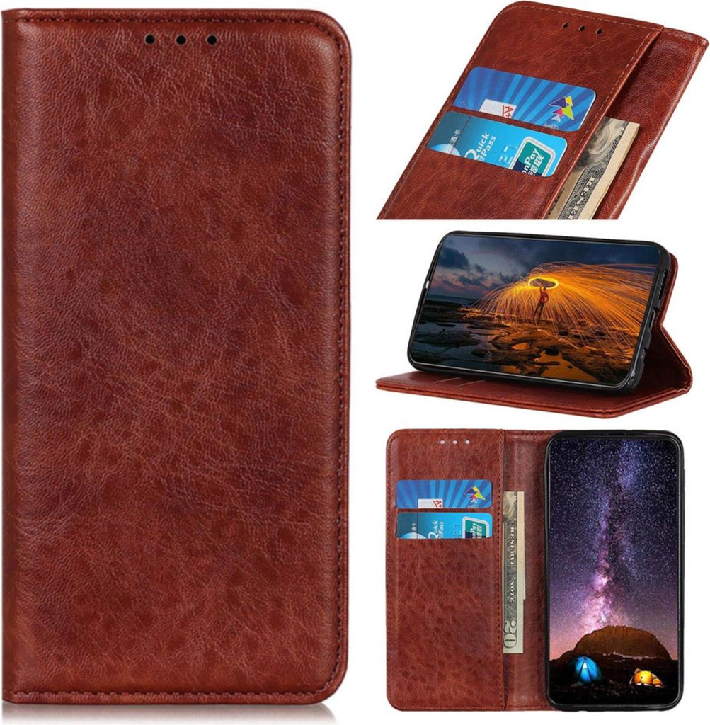 subtel Flip Cover Handyhülle für Xiaomi Mi 11 Handy Schutzhülle mit Kartenfach, Ständer: Kunstleder braun Bookstyle Case Klapphülle faltbar - ...