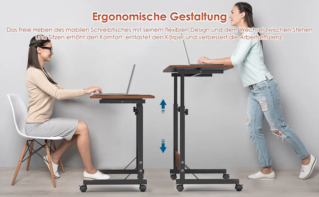 Table ordinateur réglable pour éviter le mal de dos - Bureau mobile 80cm