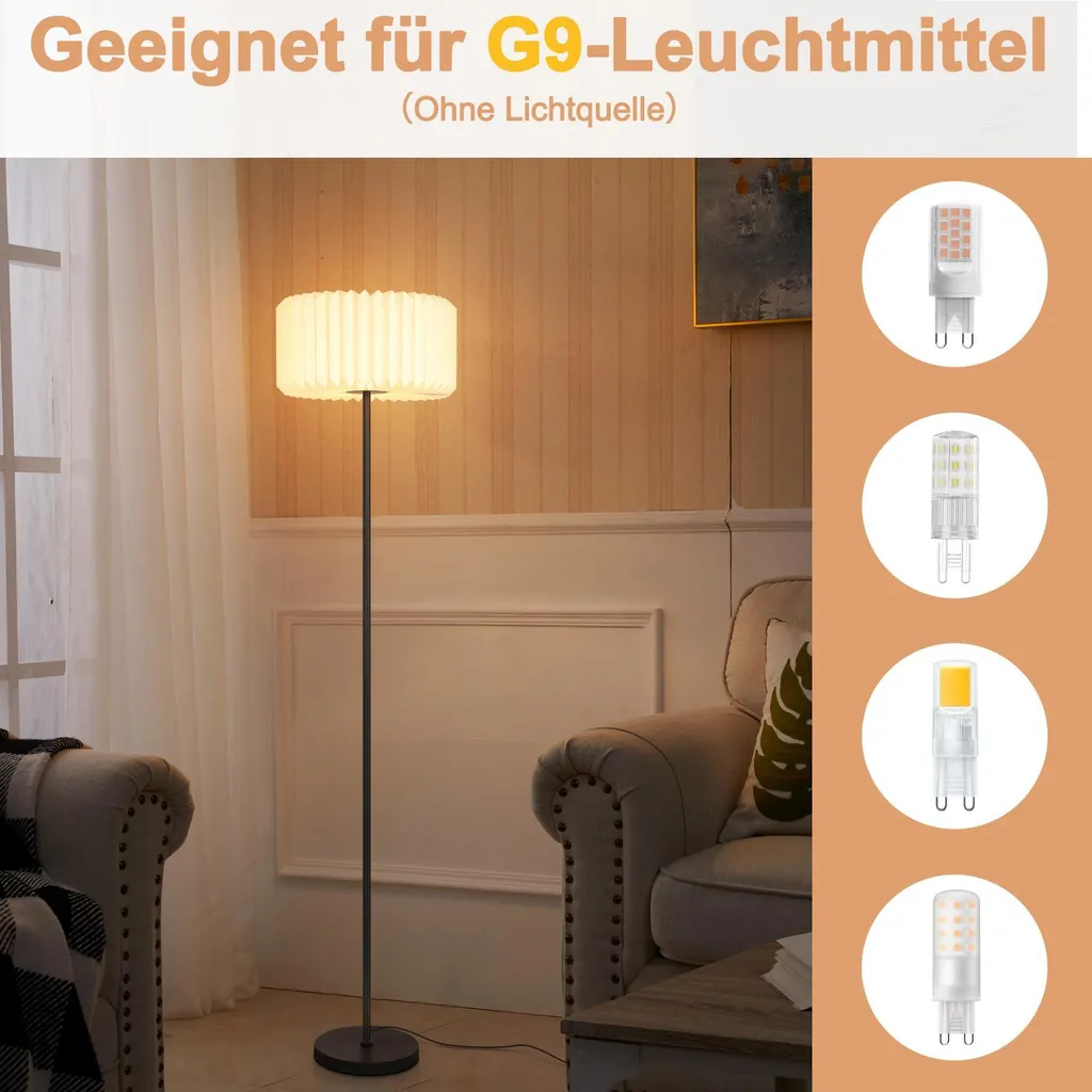Lampadaire de Chambre Luminaire d'Ambiance Papier Blanc pour Coin Lecture - 2