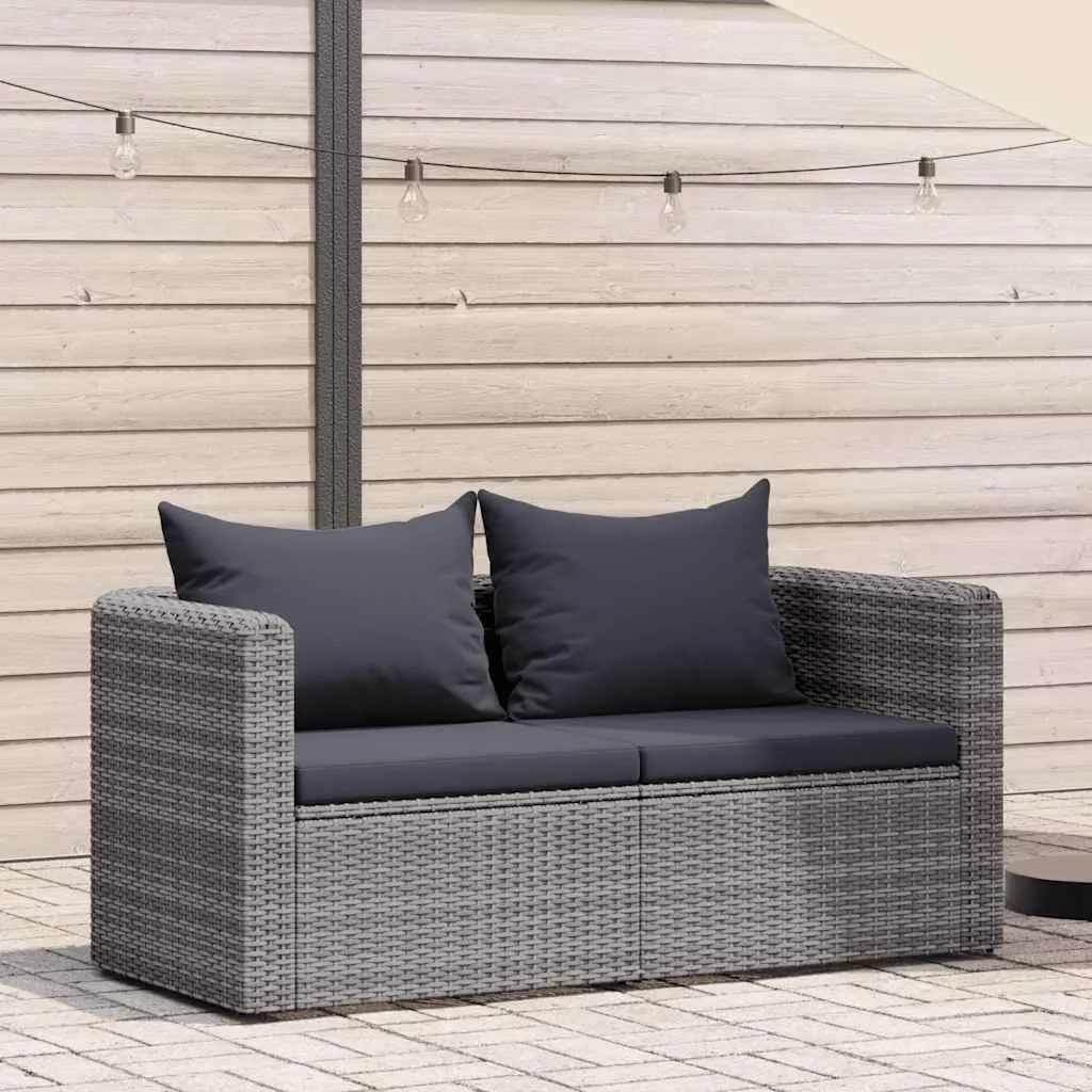 vidaXL Canapé d'angle de jardin 2 pcs Gris en Résine Tressée Poly Rattan