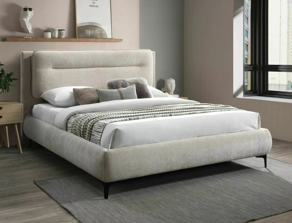 Doppelbett mit Polsterung 160x200 GISELE - beige/schwarz
