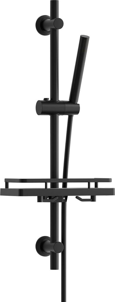 Duschstange 70 cm - Edelstahl - Duschregal und Handduschen-Set - Schwarz