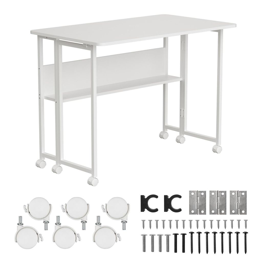 Maclean Klapptisch weiß fahrbar Platte 100x58cm max. 50kg Produktbild 