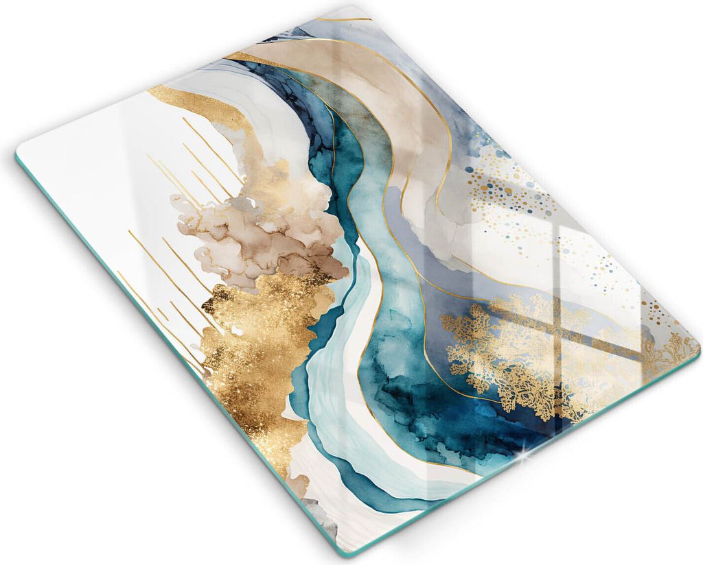 Glasschneideplatte - Herdabdeckplatte - 40x52 cm - Schneidebrett - Spritzschutz - Buntes Marmor