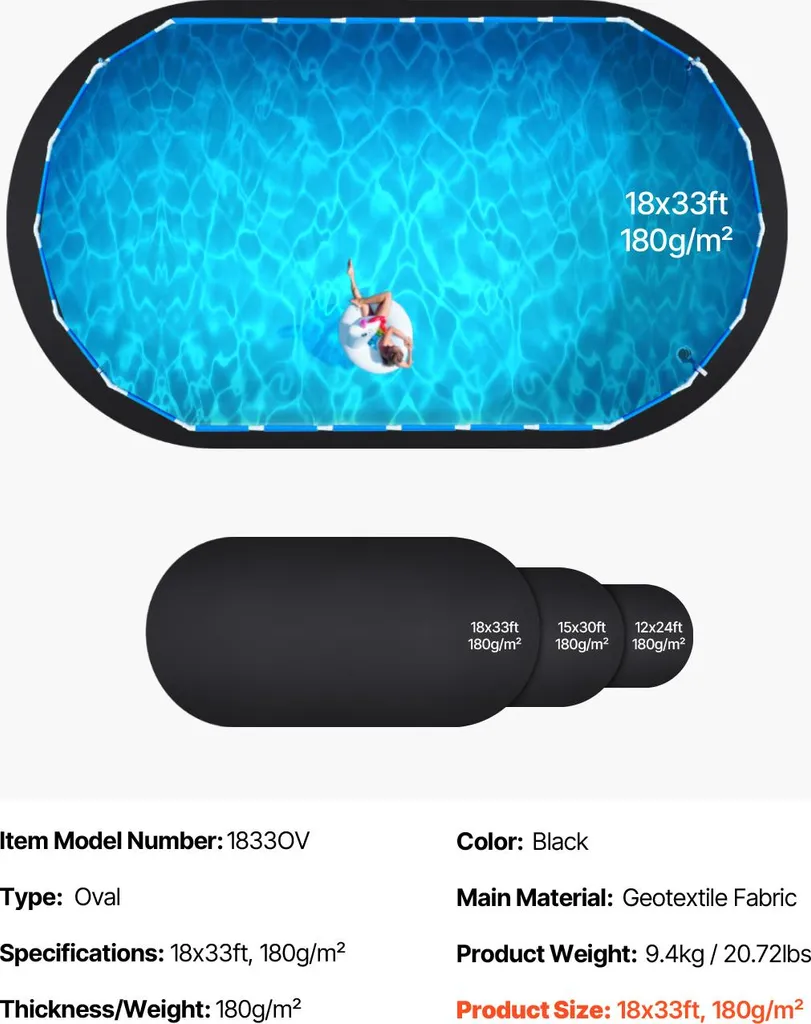 Sottotappeto per piscine VEVOR, 5,5x10 m, per piscine fuori terra, tappetino per piscina extra spesso, impedisce le forature, telo geotessile per pavimento, prolunga la durata del liner, telo di protezione per pavimento - 7