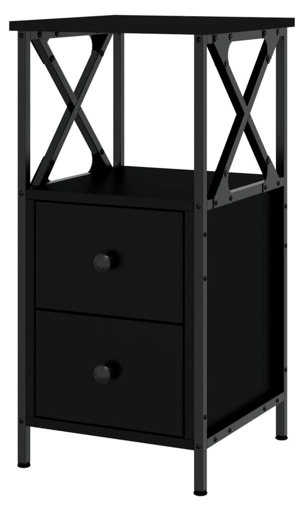 Nachttisch Beistelltisch Sofa-Tisch Schwarz 34x35,5x70 cm Holzwerkstoff für Wohnzimmer, Schlafzimmer, Arbeitszimmer