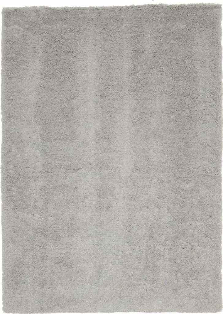 Grand tapis de salon Shaggy fait main au style chic et moderne - Gris